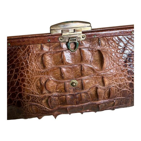 Antique Brown Hornback Alligator Crocodile With Feet Paws Purse Clutch 1940’s - Picture 12 of 16